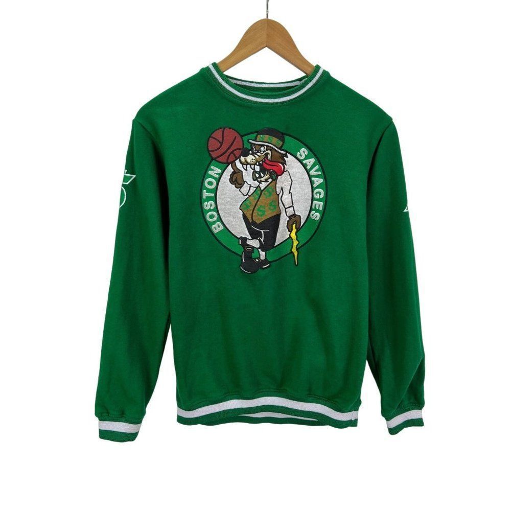 Boston Savages Puffy Paint Wolf Green Sweatshirt Womens Size XL 18/20